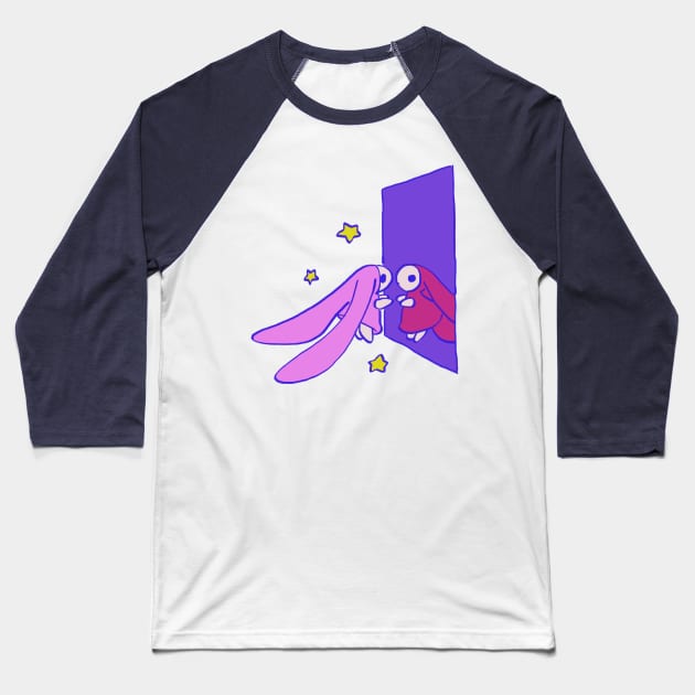 chobits anata and atashi reflection / a city with no people pink pastel rabbits Baseball T-Shirt by mudwizard